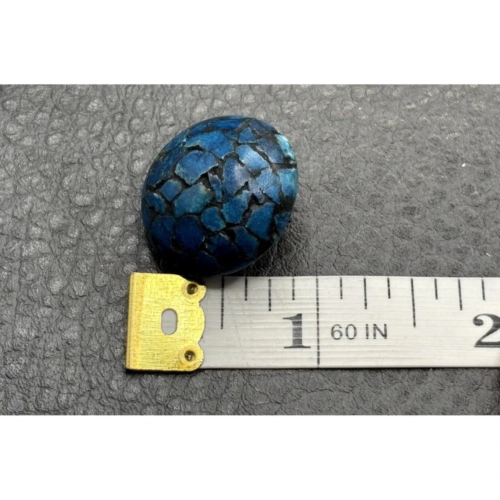 Vintage Made in India Blue Stone Chip Inlay Clip Earrings Boho Ethnic
